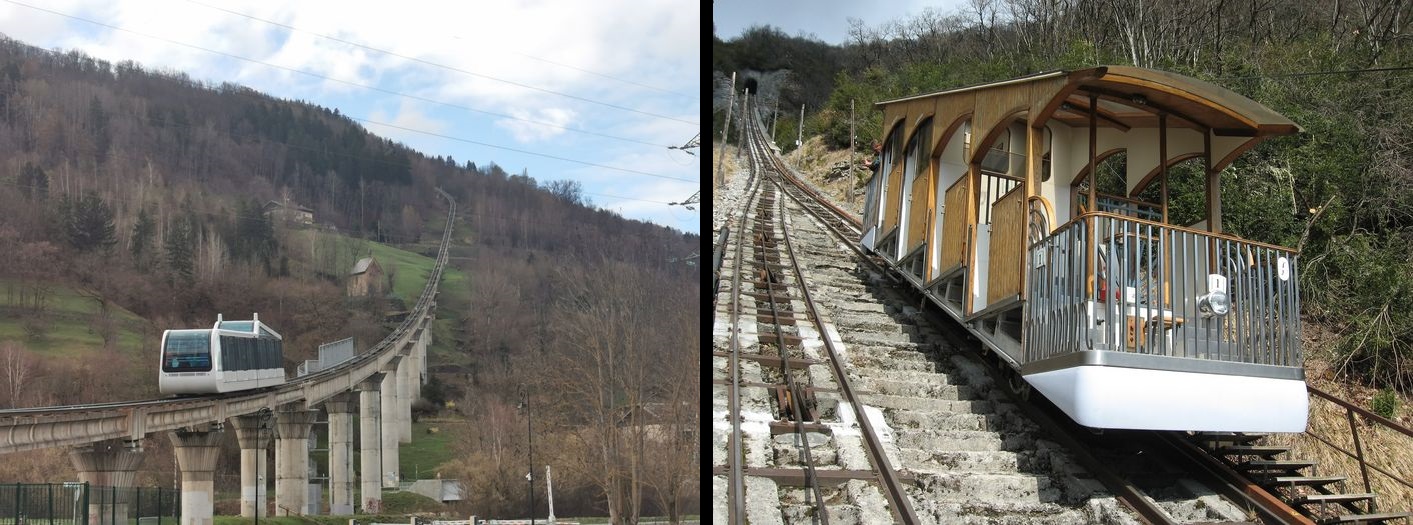 Funiculaire Les Arcs (à gauche) et St Hilaire du Touvet (à droite)