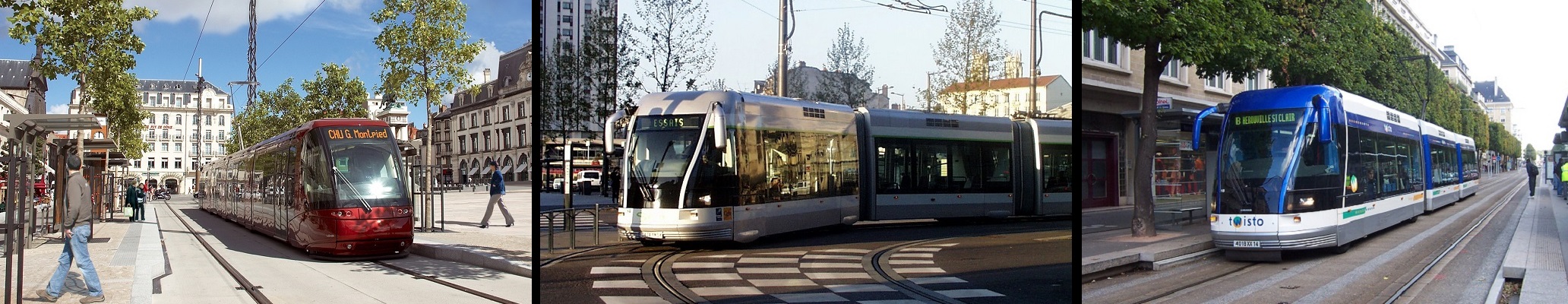 Tramways pneus Clermont-Ferrand, Nancy, Caen