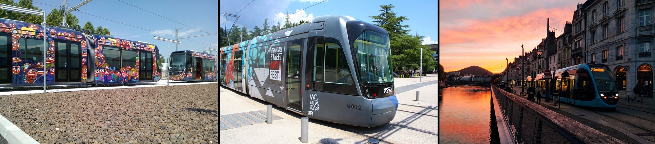 Traditional trams on rails